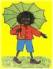Little Black Sambo under umbrella